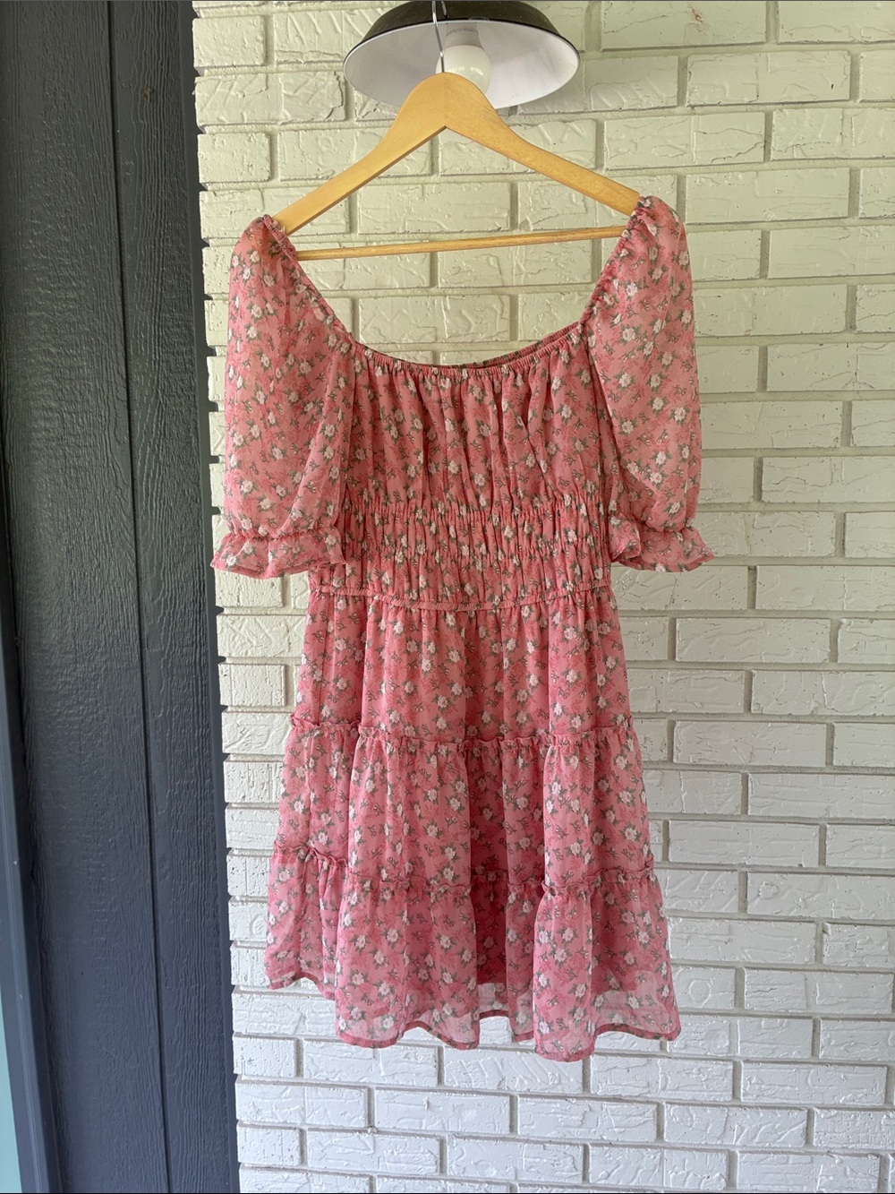 Altar'd State Pink Floral Tiered Mini Dress